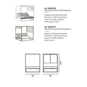 Baldacchino-Matrimoniale-alluminio-doppio-schienale reclinabile-moia-greenwood-OASI7B-OASI7T