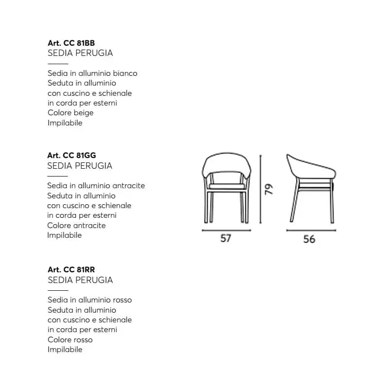 Sedia Perugia seduta in alluminio con schienale in corda - immagine 9